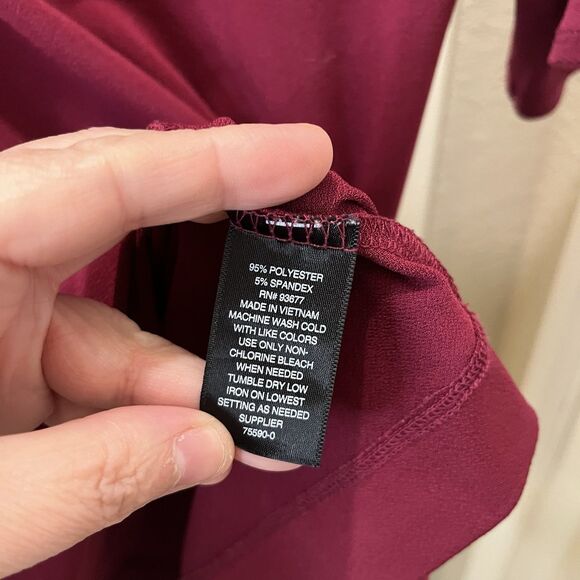 Worthington Burgundy Short Ruffle Wide Sleeve Flowy Top Womens Size XXL 2XL - Picture 6 of 10